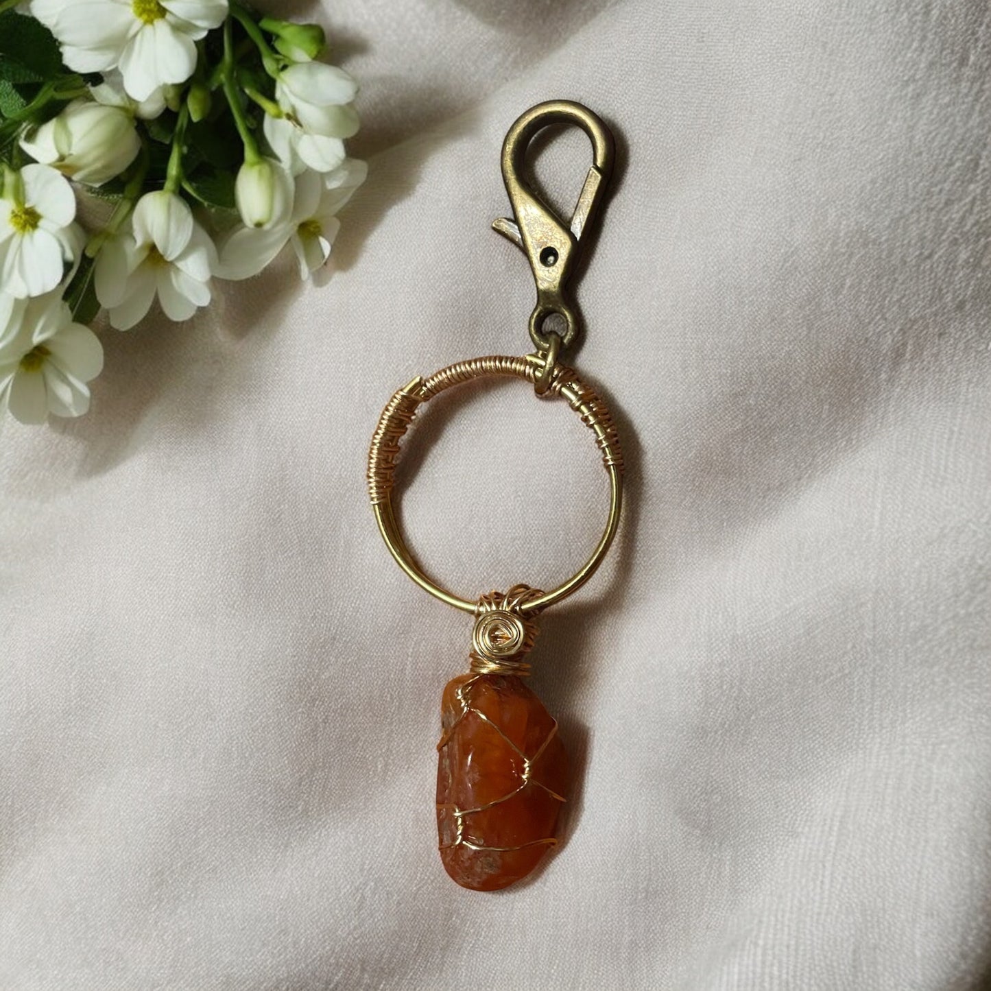 Carnelian Tumble Keychain | R.C. Designs