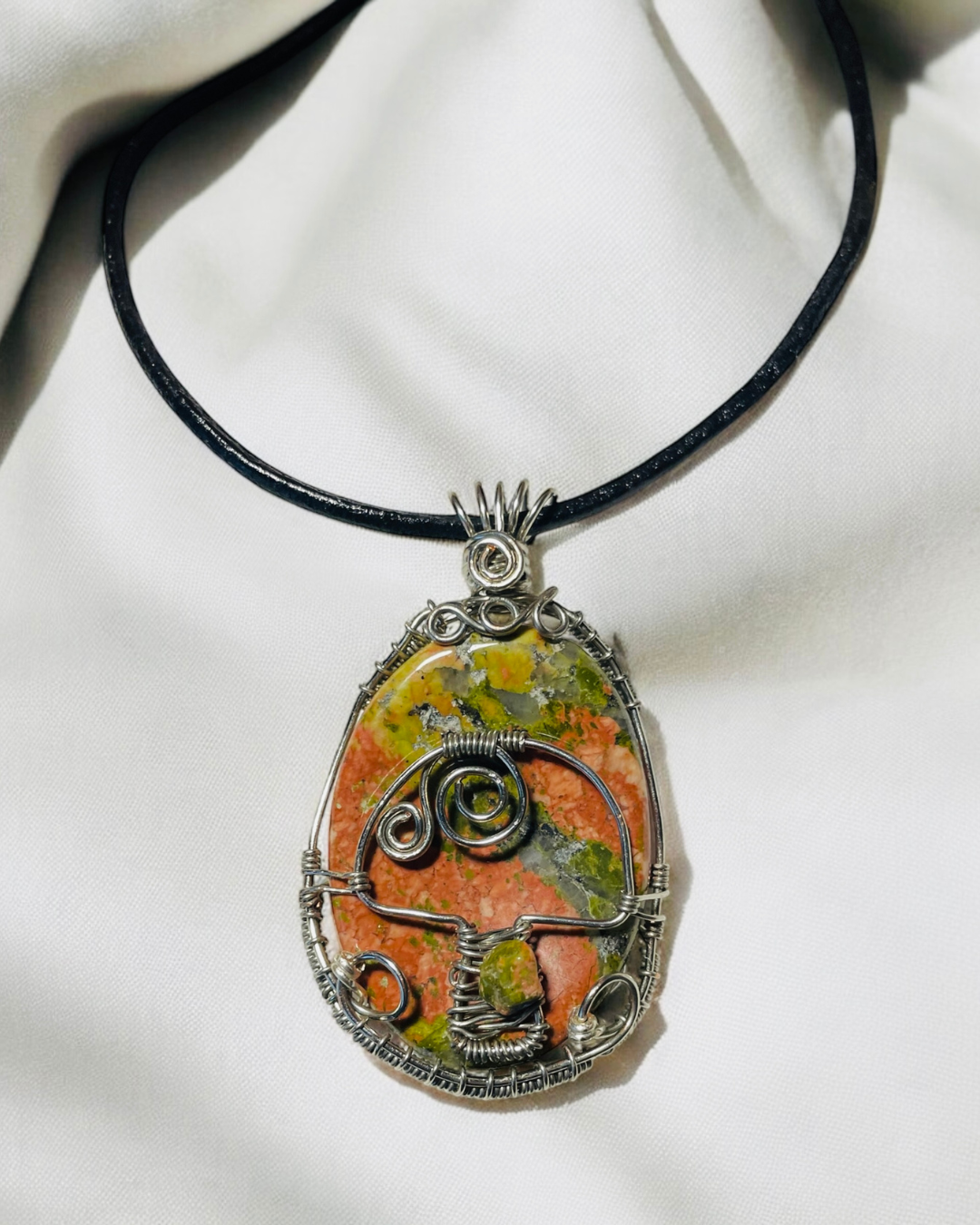 Unakite Mushroom Pendant + Earring Set | R.C. Designs