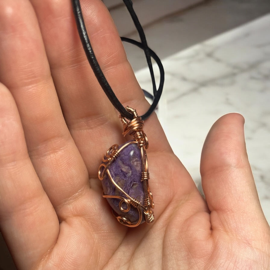 Russian Charoite Moon Pendant | R.C. Designs