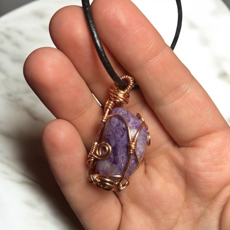 Russian Charoite Moon Pendant | R.C. Designs