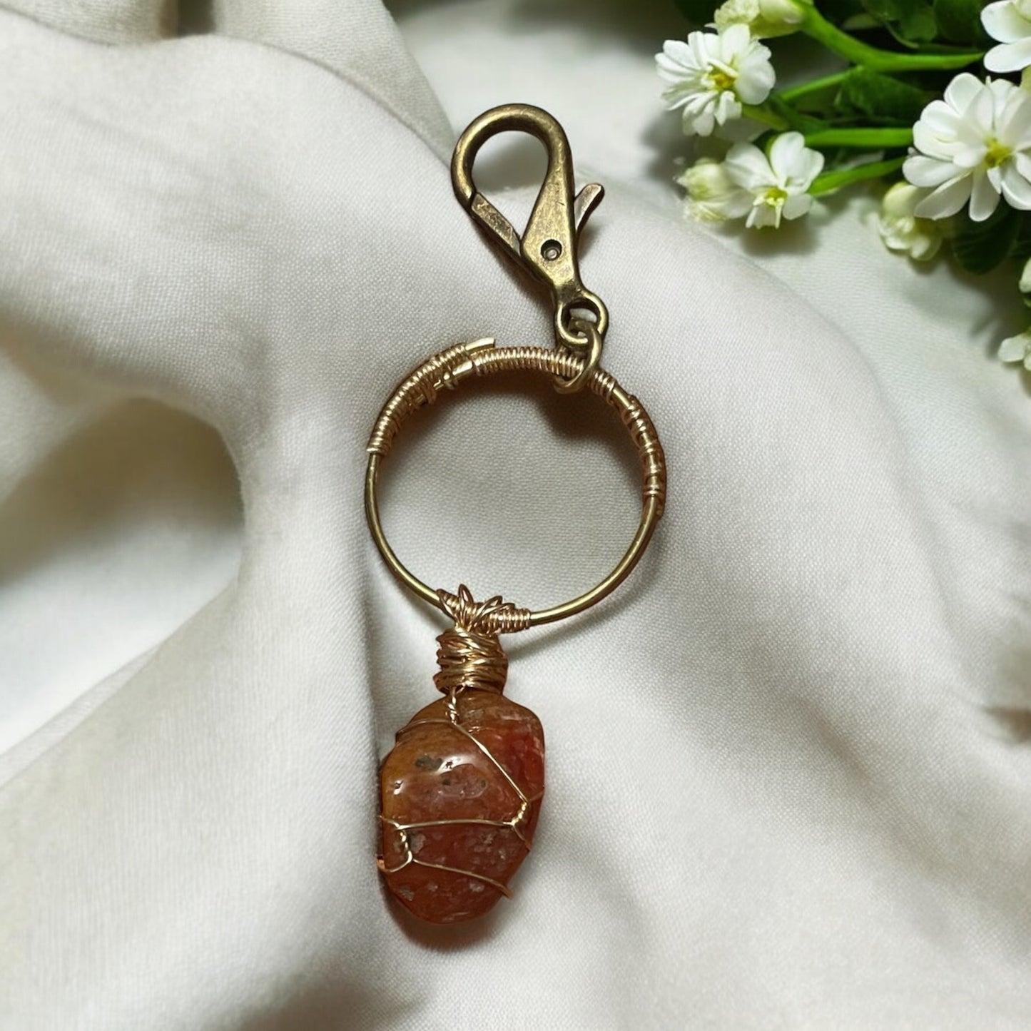 Carnelian Tumble Keychain | R.C. Designs