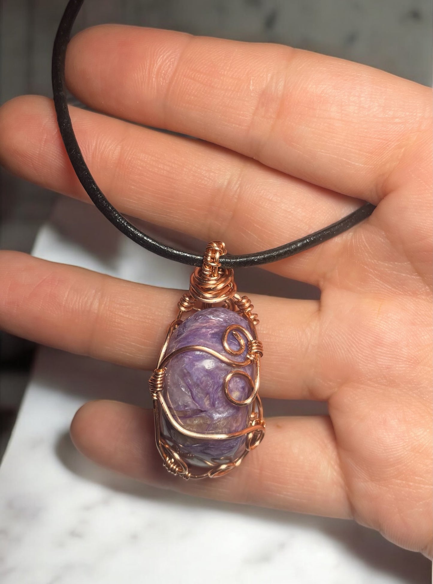 Russian Charoite Moon Pendant | R.C. Designs