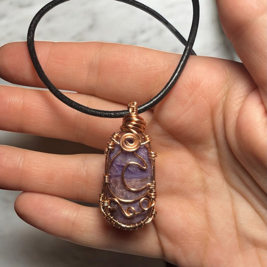 Russian Charoite Moon Pendant | R.C. Designs