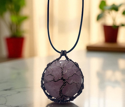 Rose Quartz Tree of Life Pendant | R.C. Designs