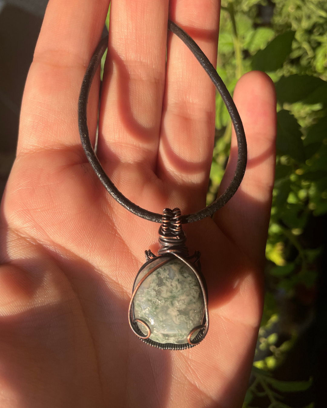 Moss Agate Leaf Pendant | R.C. Designs