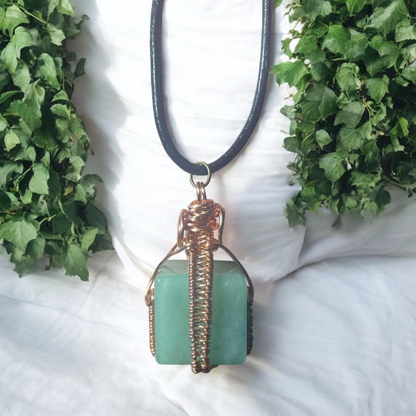 Green Aventurine Cube Pendant | R.C. Designs