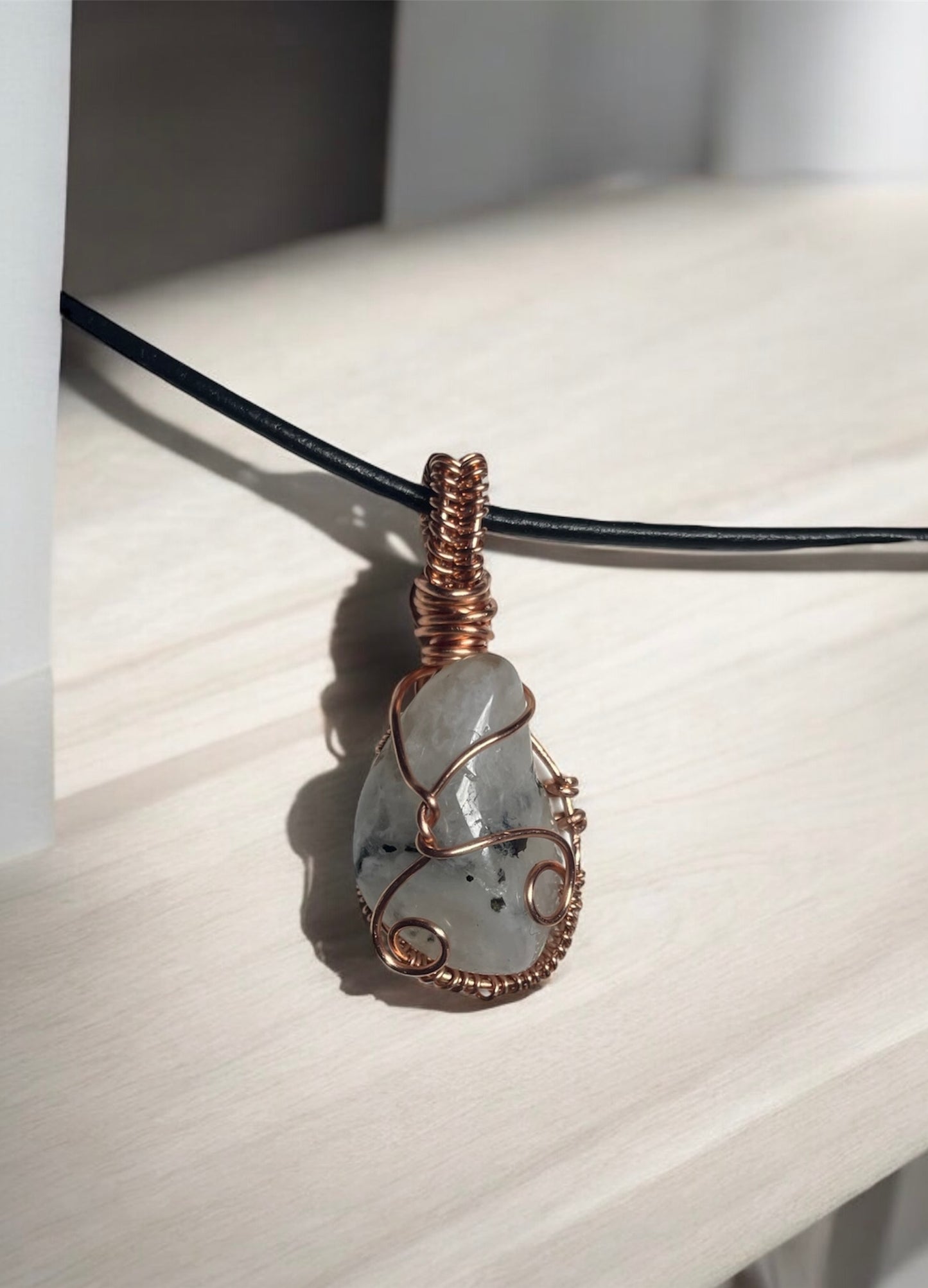 Rainbow Moonstone Moon Pendant | R.C. Designs
