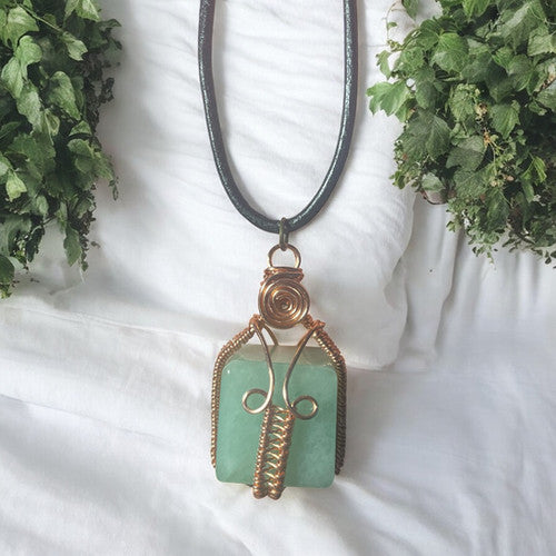 Green Aventurine Cube Pendant | R.C. Designs